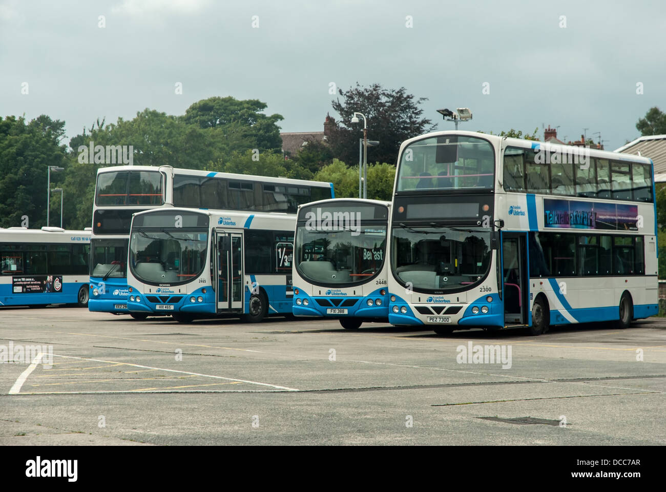 Buses stand waiting at Bangor bus station Stock Photo Alamy