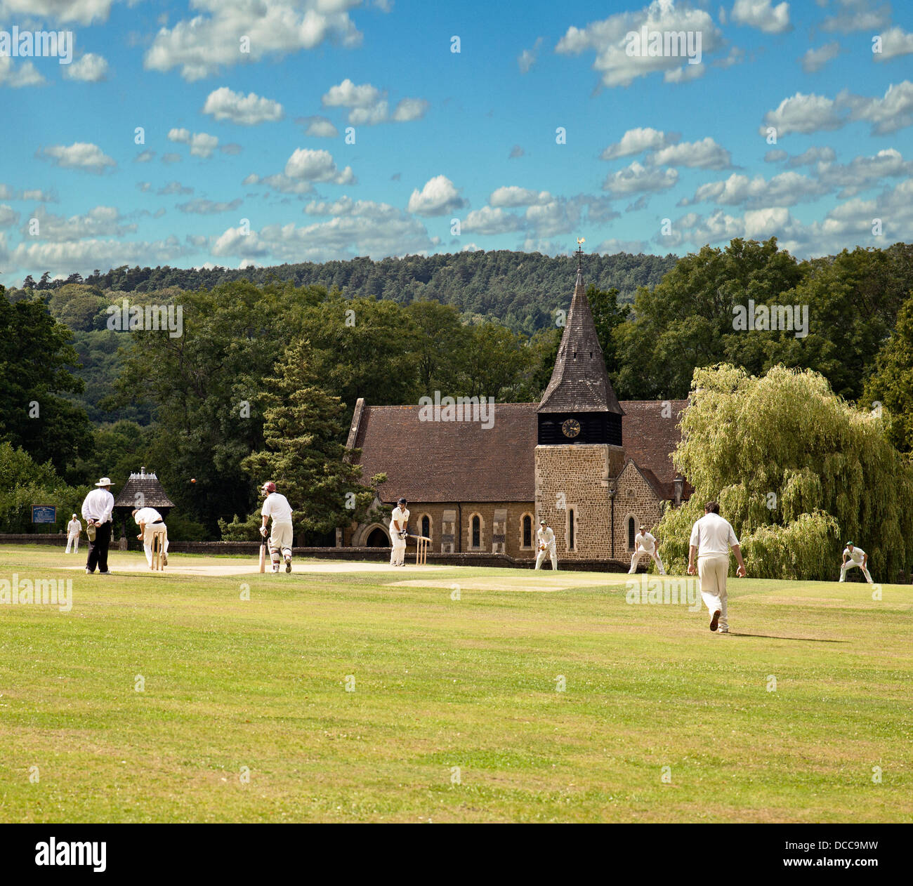 Village cricket at Grayswood, Surrey. Stock Photo