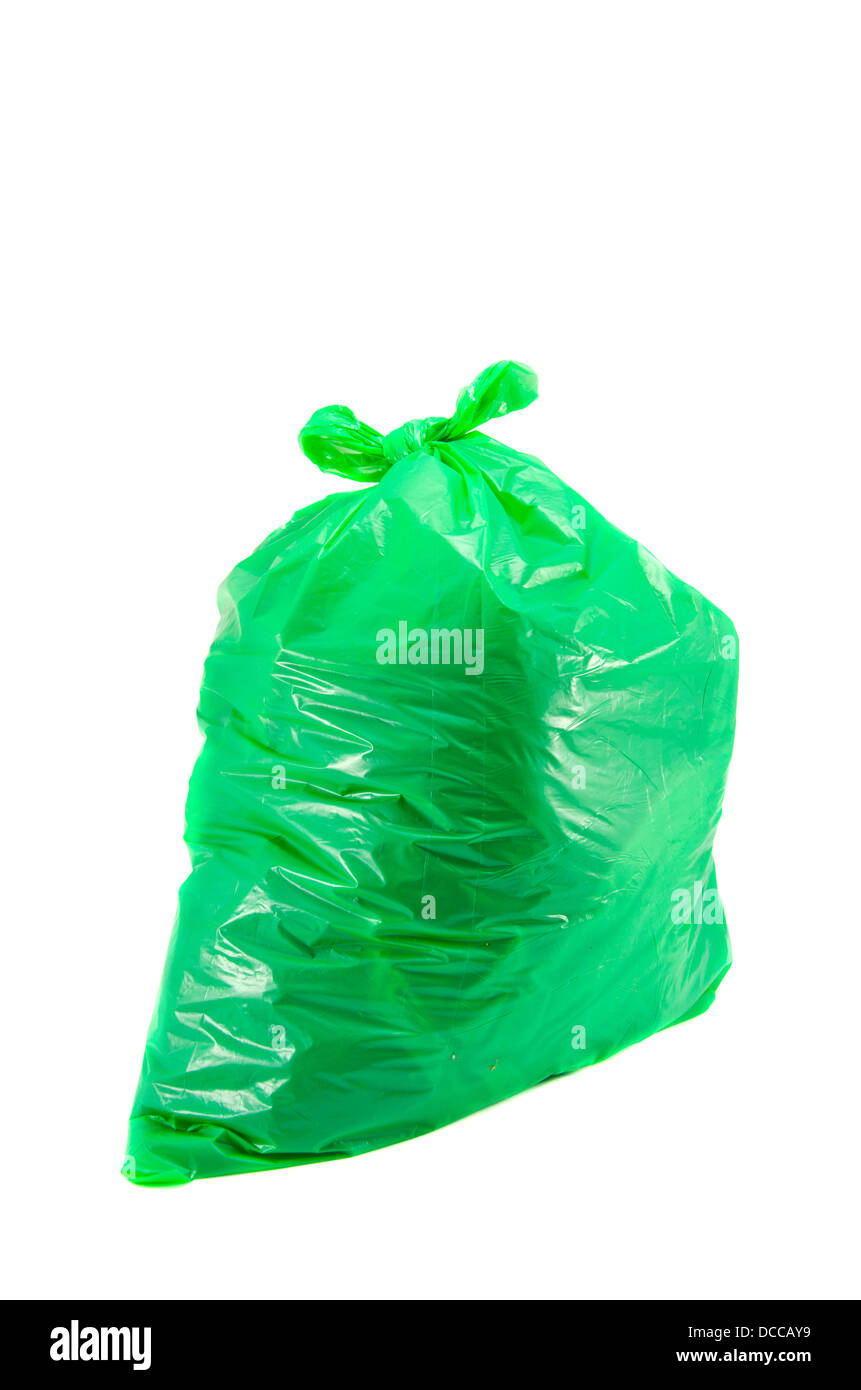 full green garbage bag isolated on white Stock Photo Alamy