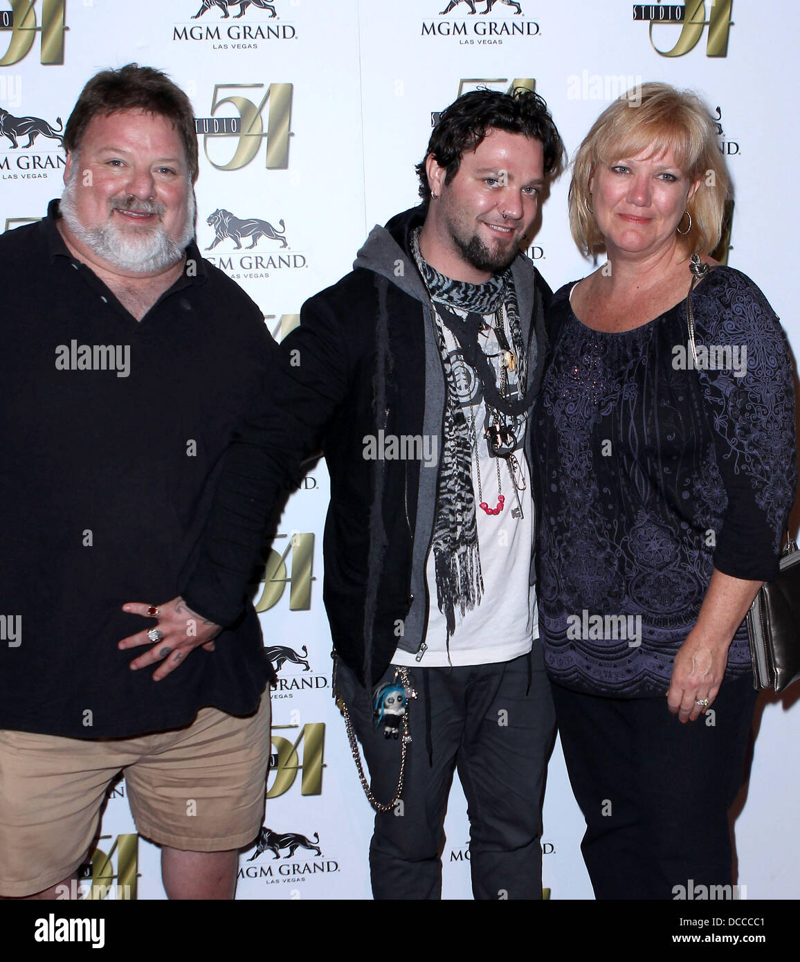 Phil Margera, Bam Margera and April Margera Jackass star Bam Margera celebrates his birthday at Studio 54 inside the MGM Grand Resort and Casino Las Vegas, Nevada - 01.10.11 Stock Photo