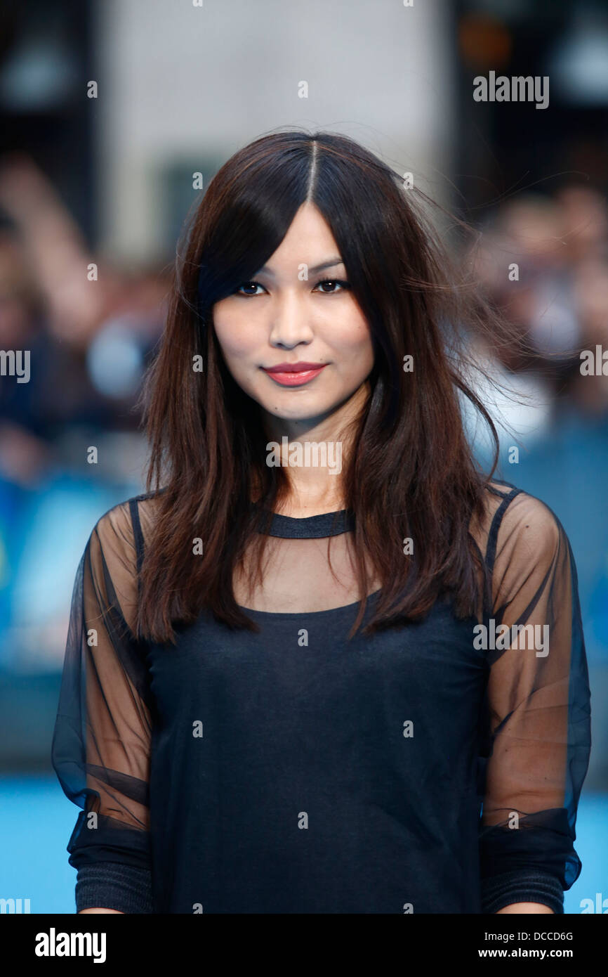 British actress Gemma Chan arrives for the European  premiere of We're the Millers at The Odeon Leicester Square in London Stock Photo