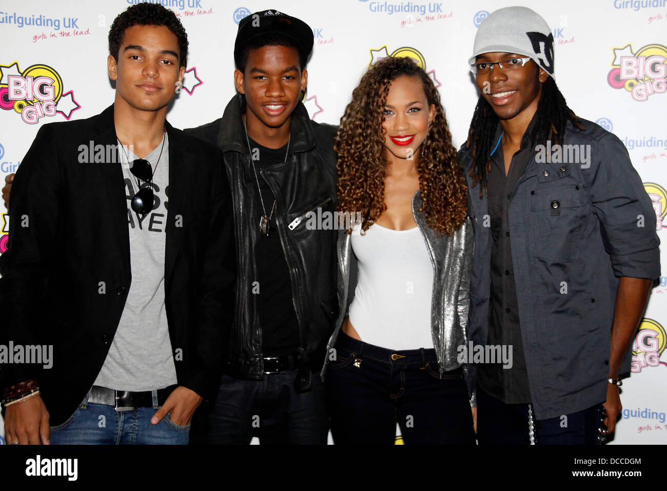 L to R: Jamar 'Toast' Harding, T-Ray Armstrong, Amanda Reifer and Barry 'Bar-Man' Hill of Cover Drive,  at the Girl Guiding UK - Big Gig 2011 at Wembley Arena. London, England - 01.10.11 Stock Photo