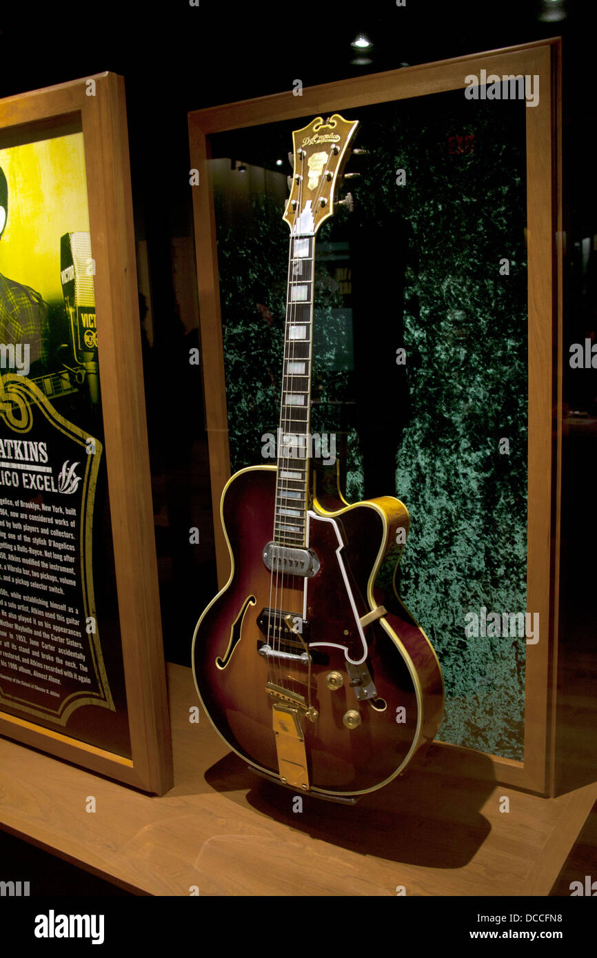 D'Angelico Excel guitar owned by Chet Atkins in the Country Music Hall of Fame and Museum in Nashville Tennessee USA Stock Photo