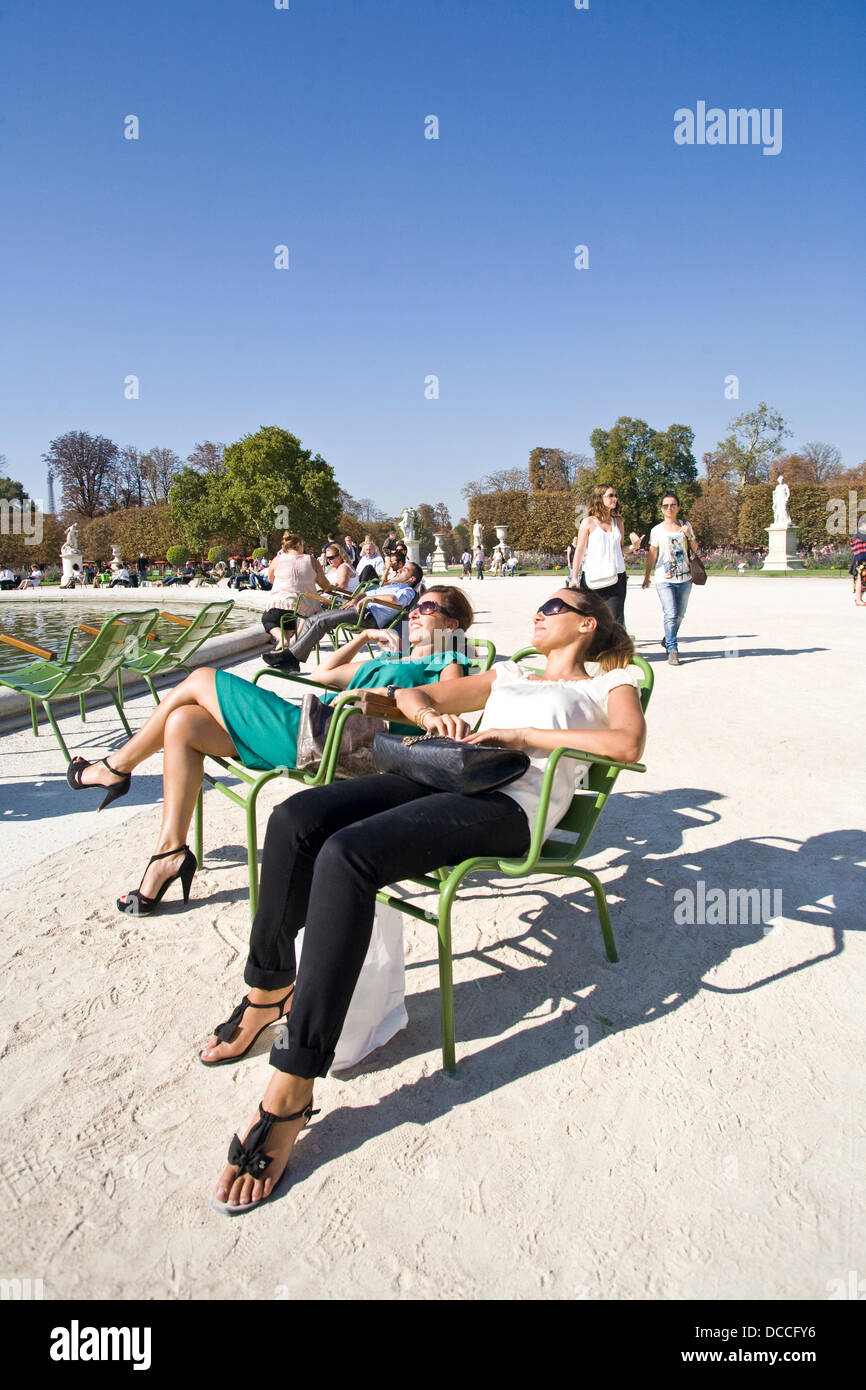 Hot Weather in Paris People enjoying the hot sunshine in Paris Paris, France - 03.10.11 Stock Photo