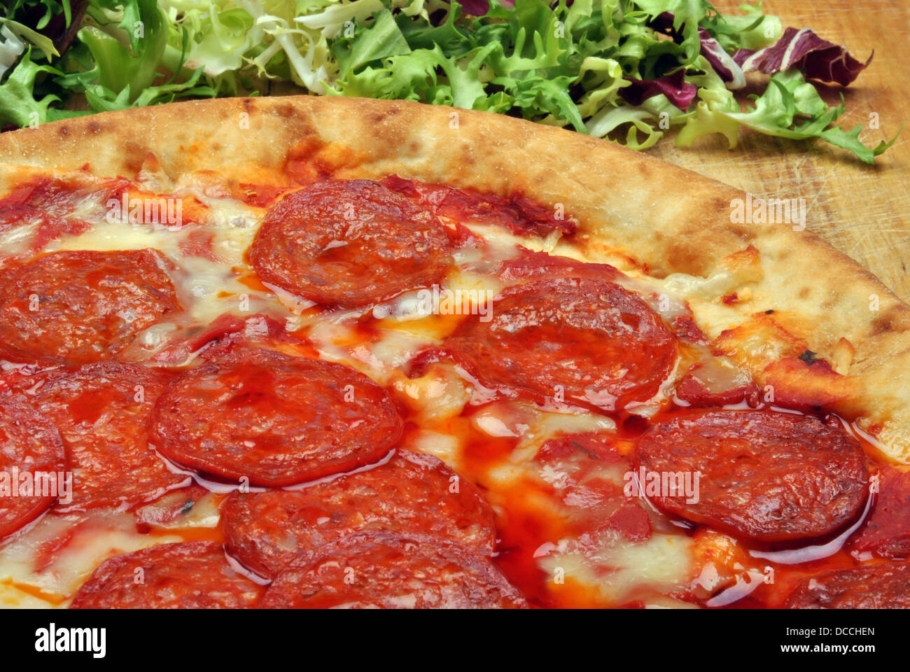 home made italian pizza with salami and cheese Stock Photo Alamy