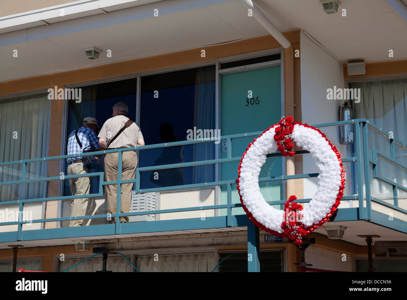 Lorraine Motel where Martin Luther King was assassinated in 1968 outside his room 306 in Memphis Tennessee USA Stock Photo