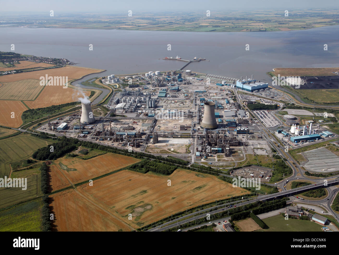 aerial view of Salt End or Saltend BP Chemical Works near Hull Stock Photo