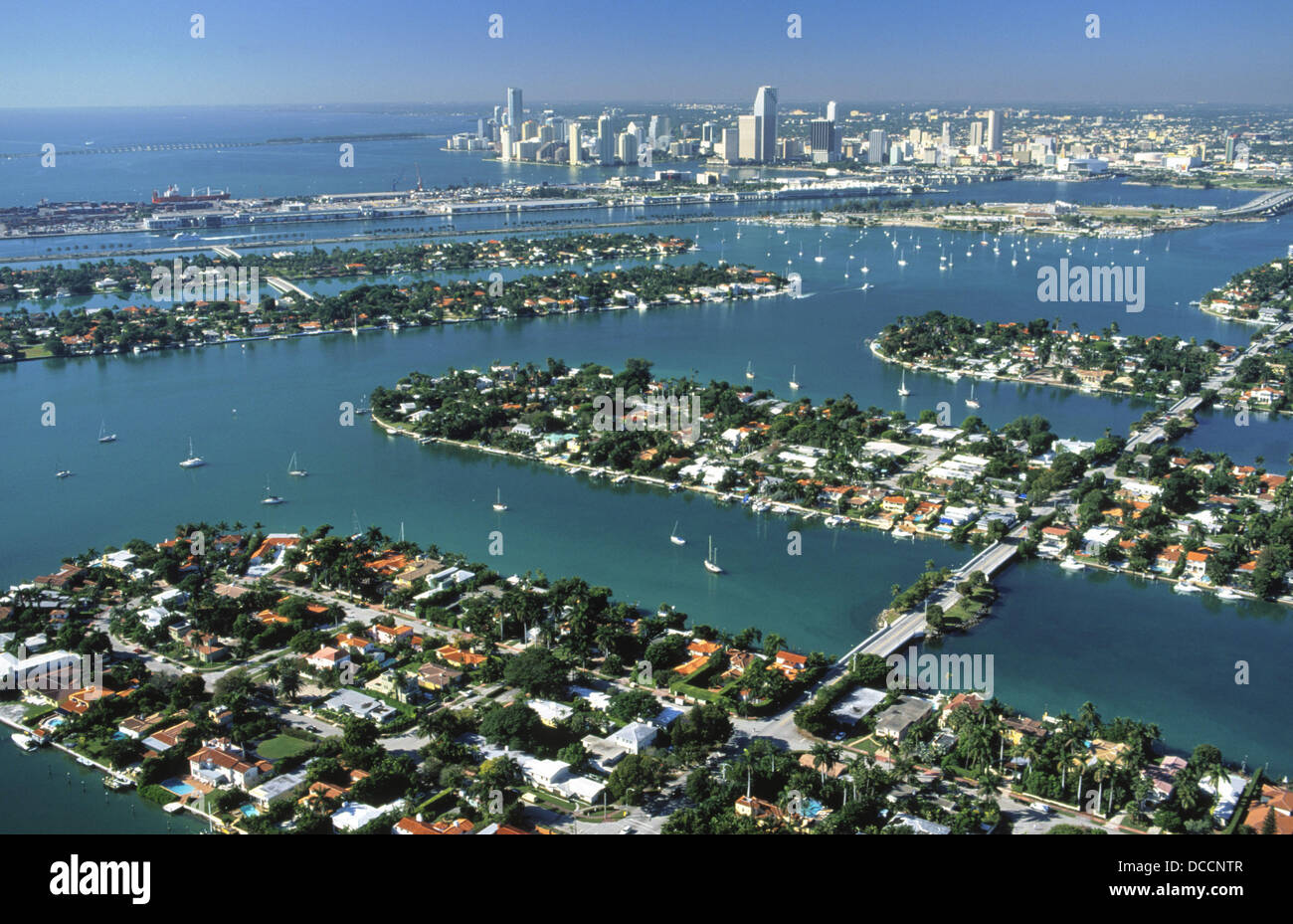Aereal view of the Islands. Biscayne Bay. Miami. Florida. USA