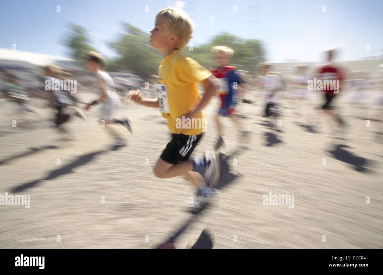 Running races, boys, 9 years old. Stockholm. Sweden Stock Photo Alamy