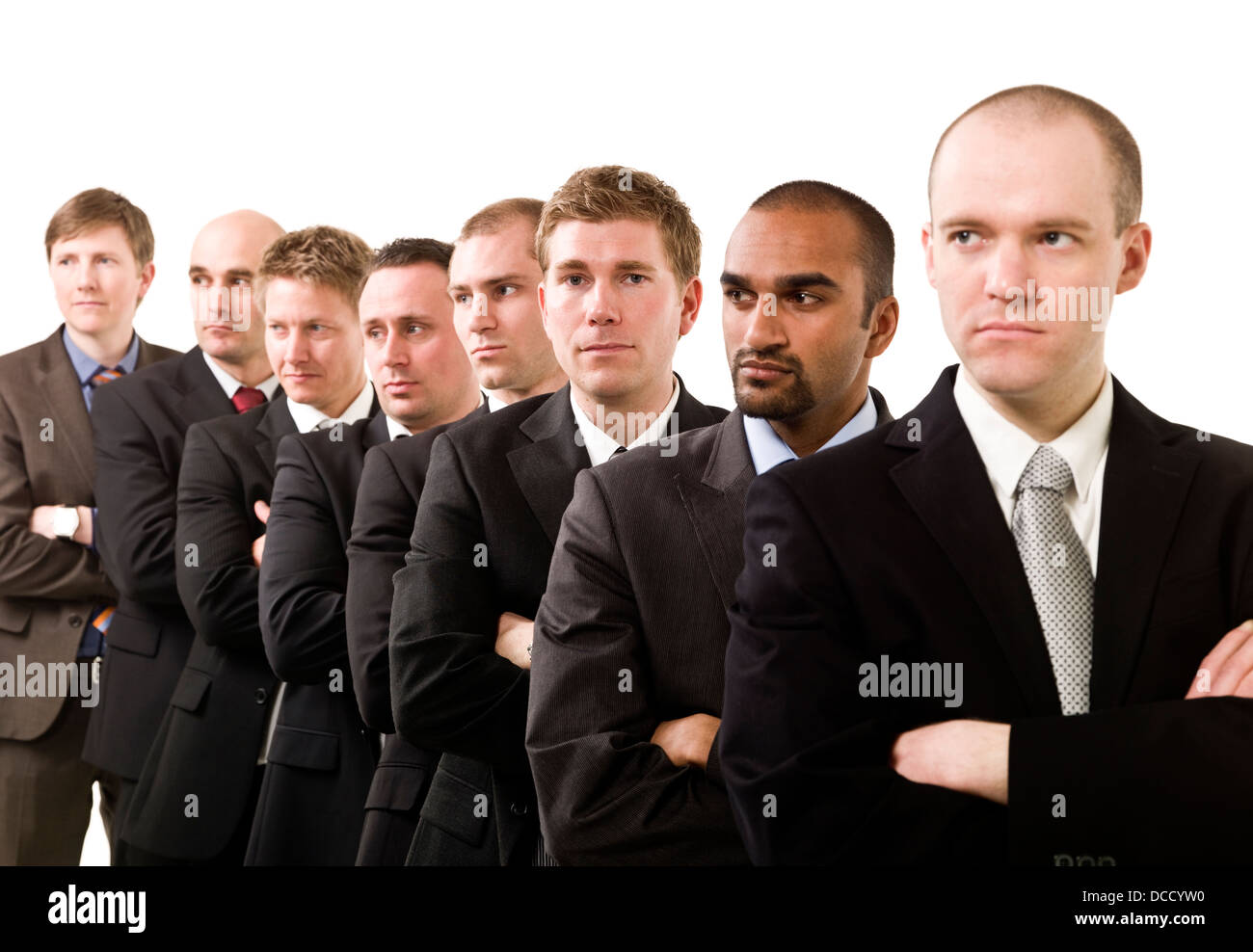 Businessmen on a line Stock Photo - Alamy