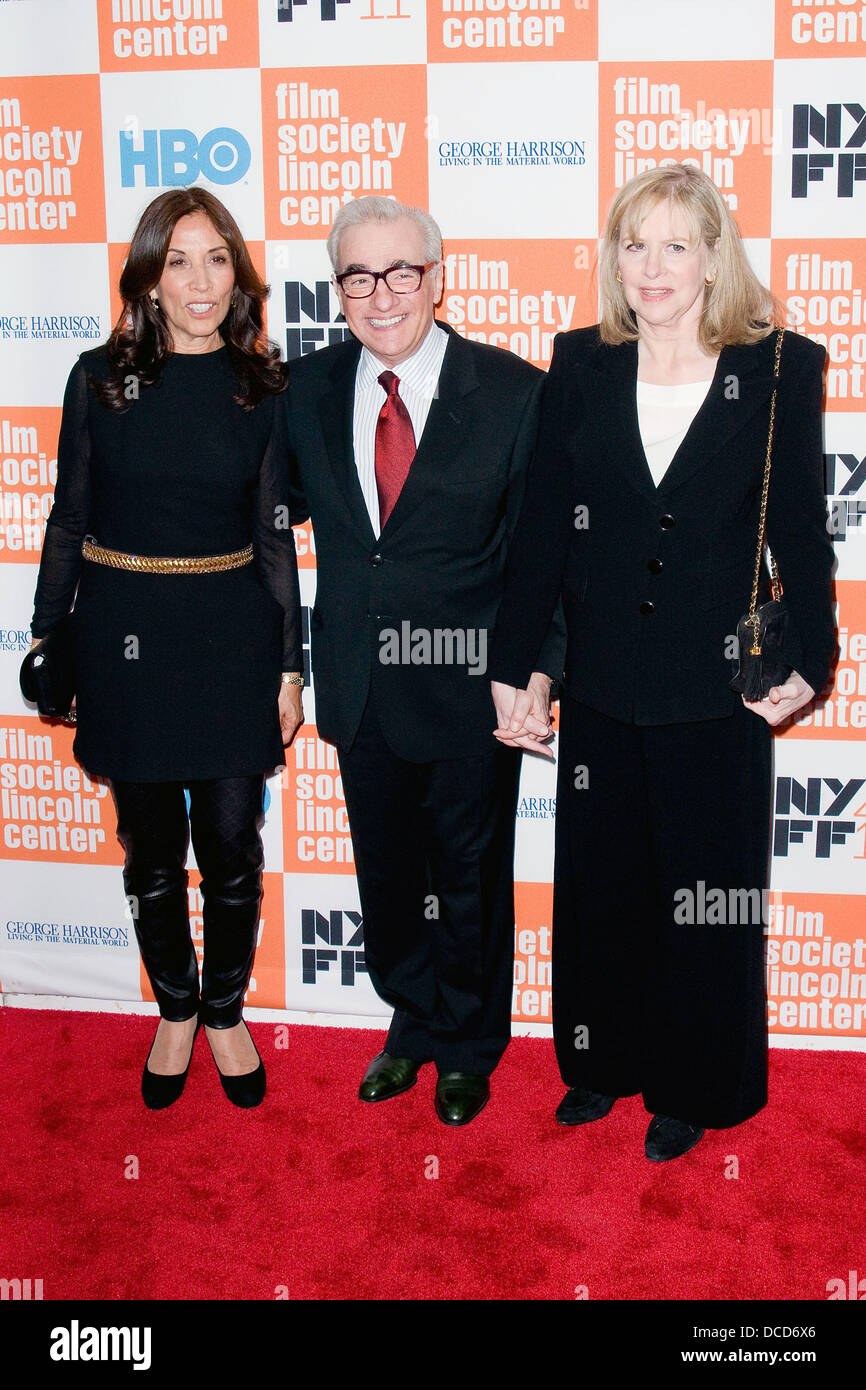 Olivia Harrison, Martin Scorsese and his wife Helen Morris  HBO documentary screening of 'George Harrison: Living in the Material World' at Alice Tully Hall New York City, USA - 04.10.11 Stock Photo