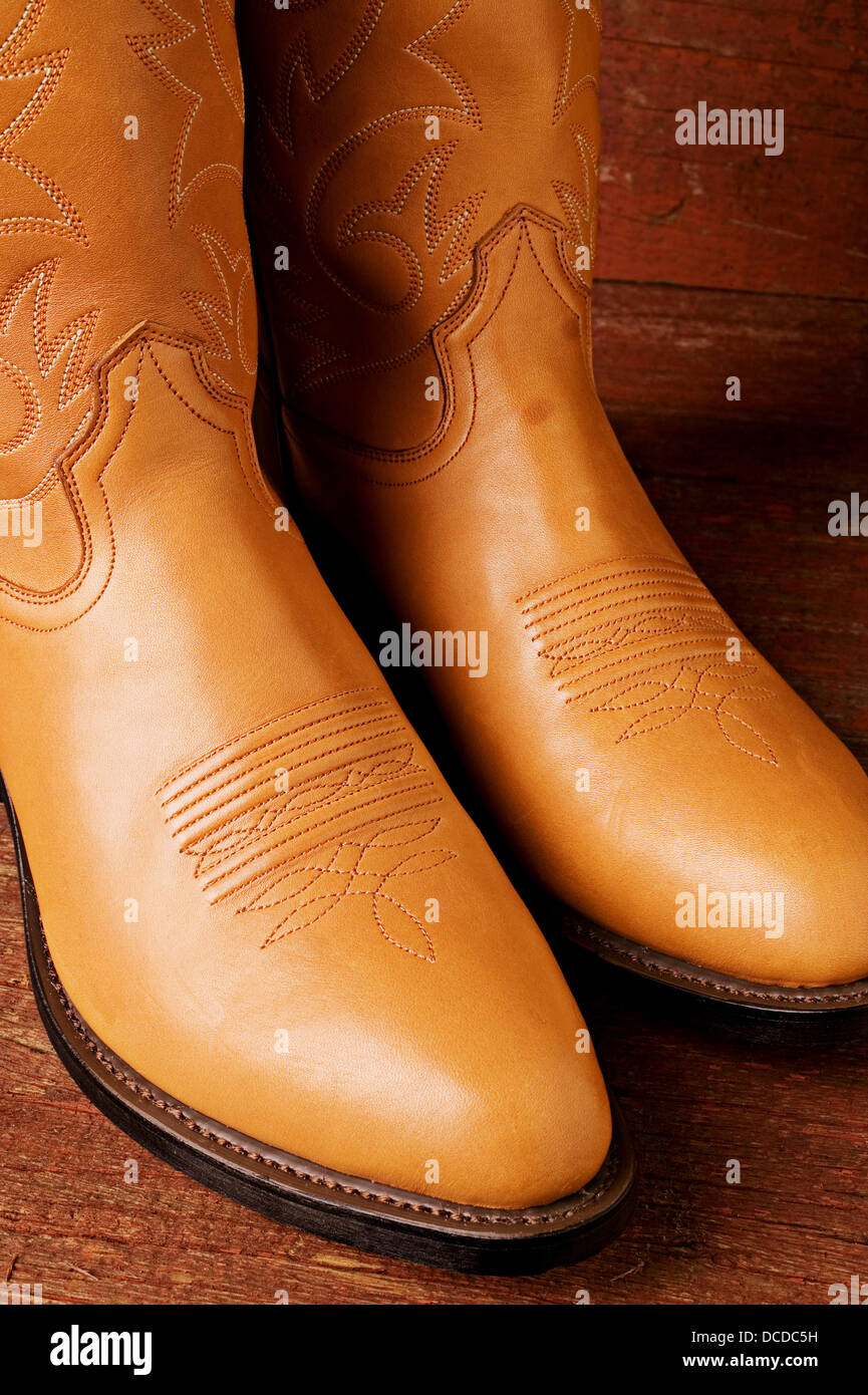 A pair of brown boots Stock Photo Alamy