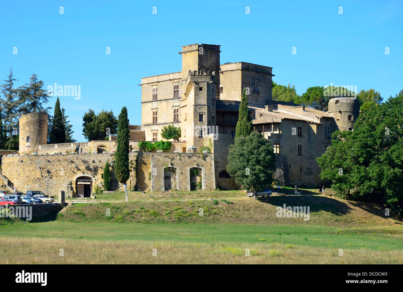Château de Lourmarin, Lourmarin castle located in the town of Lourmarin, situated in the Vaucluse département, France Stock Photo
