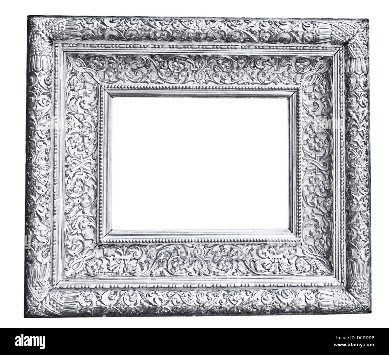 vintage silver frame, isolated on white Stock Photo Alamy