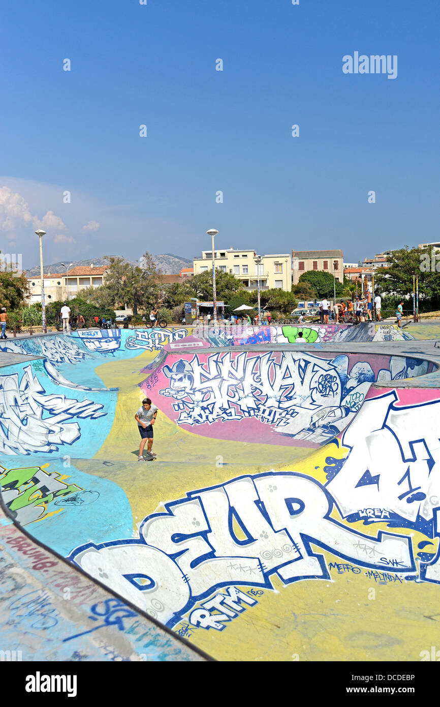 playground games skate park Marseille Bouche-du-Rhone Cote d'Azur France Stock Photo