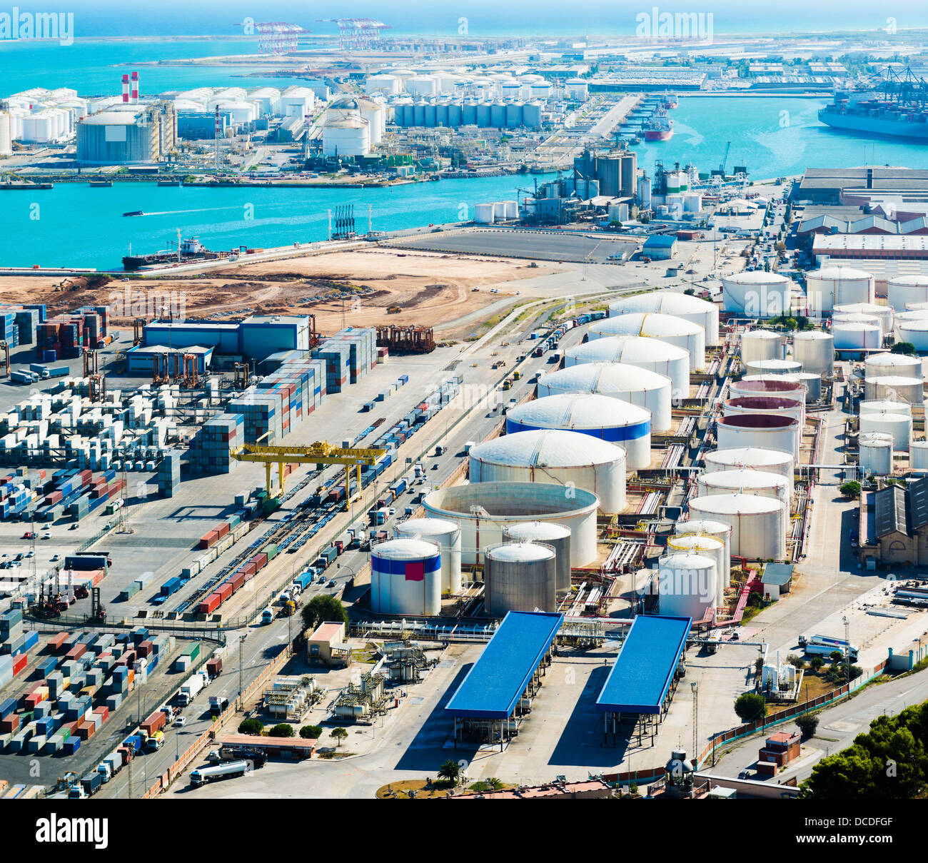 Aerial view of the Barcelona port, in Spain Stock Photo - Alamy