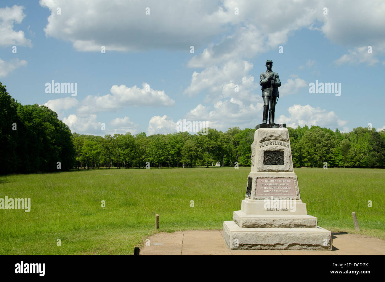 Tennessee, Shiloh National Military Park. Pennsylvania Memorial. Stock Photo