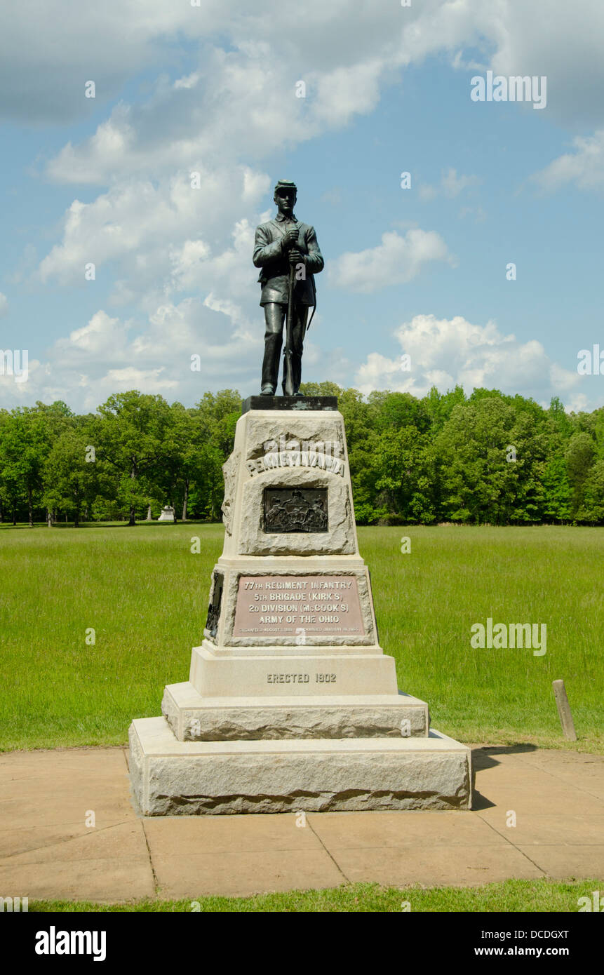 Tennessee, Shiloh National Military Park. Pennsylvania Memorial. Stock Photo
