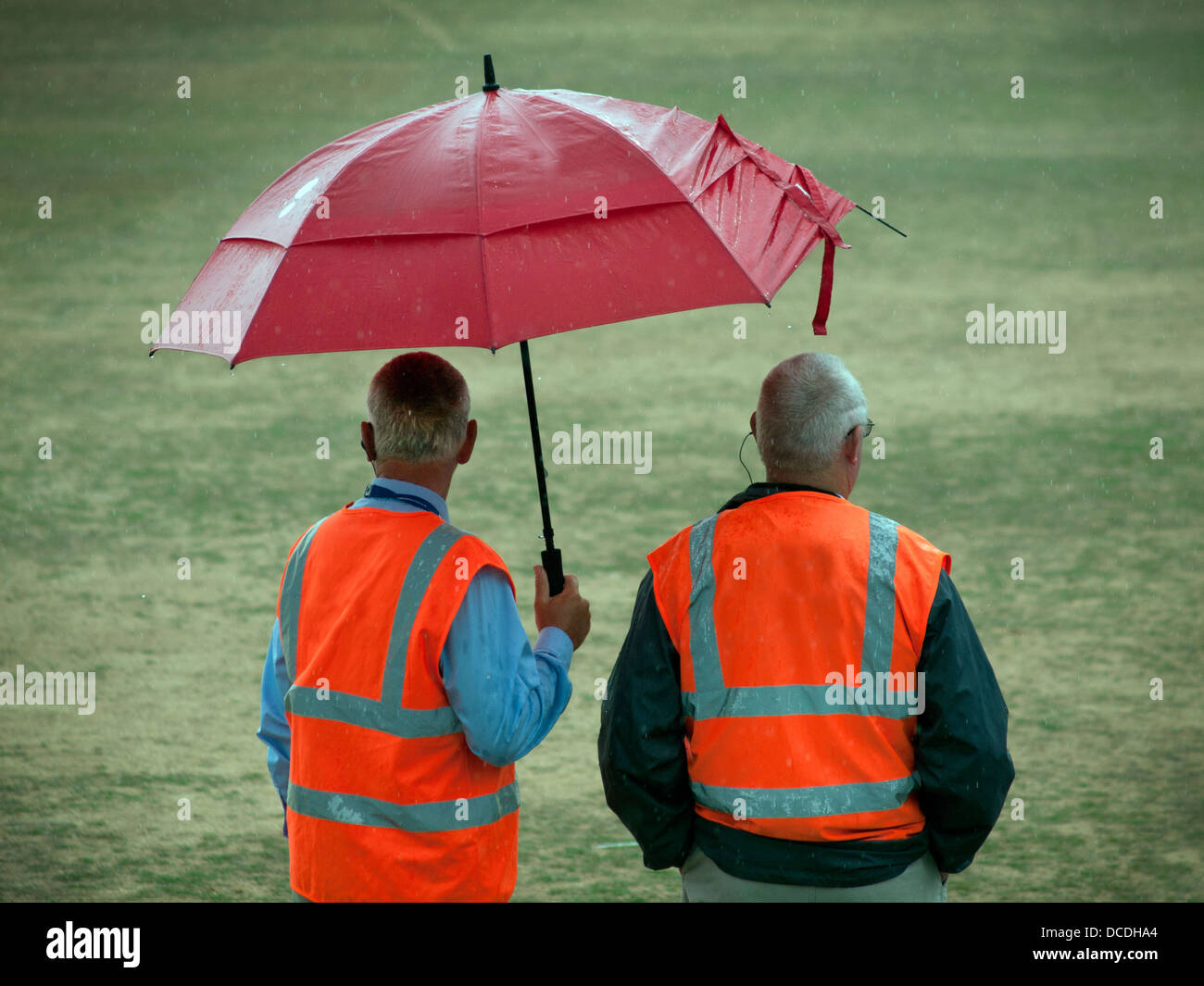 Umbrellas out during a wet day at Sussex Cricket Stock Photo Alamy