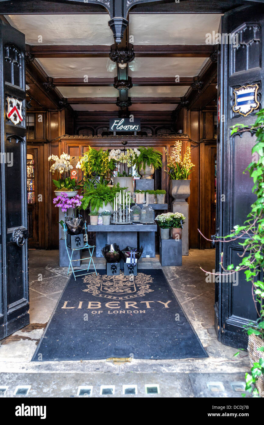 The entrance to the flower shop of the Liberty Department Store, London