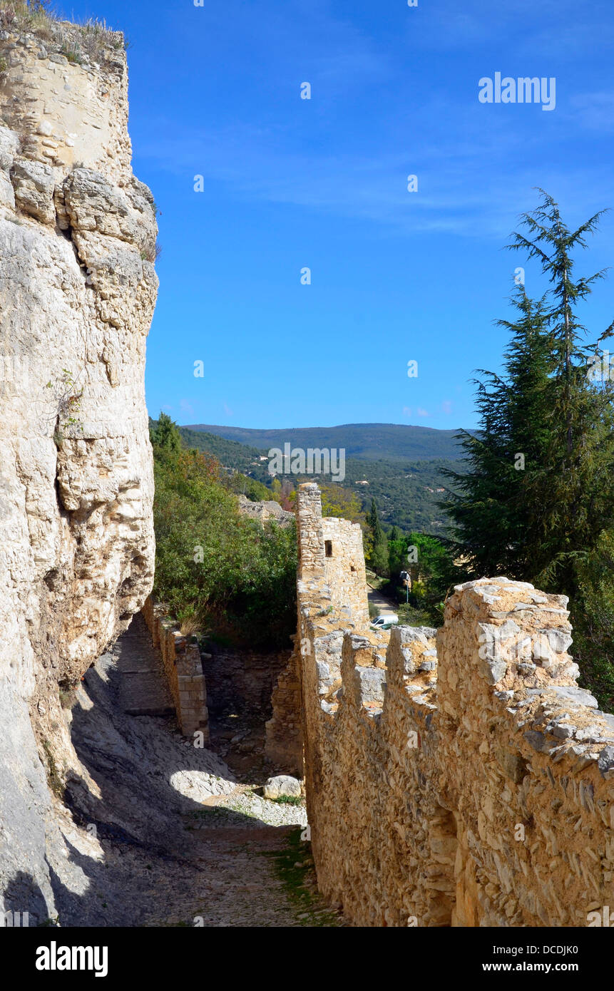 Saint-Saturnin-les-Apt, castle   of the Vaucluse department of Provence (south-east France). Stock Photo