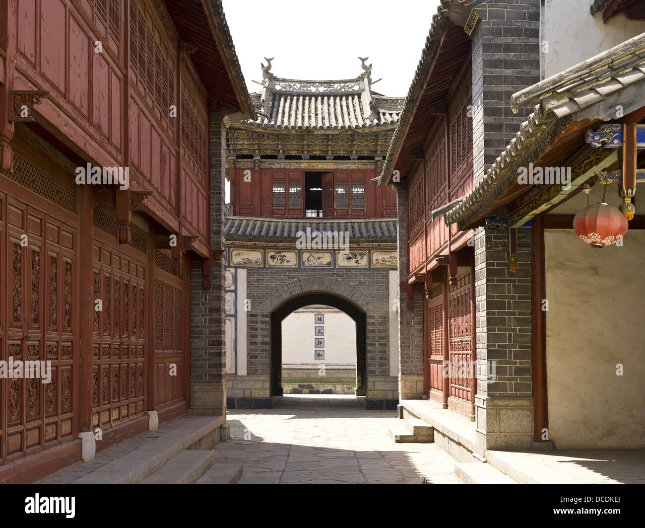 The Building Gate is delicate and profound  It has the smack of a palace or a pavilion in Central China with double eaves and Stock Photo