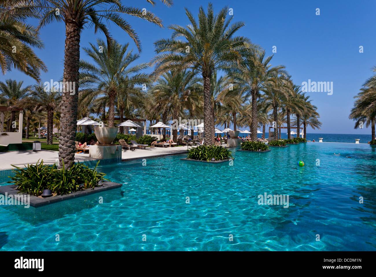 The swimming pool at the Al Bustan Palace Hotel and resort near Muscat