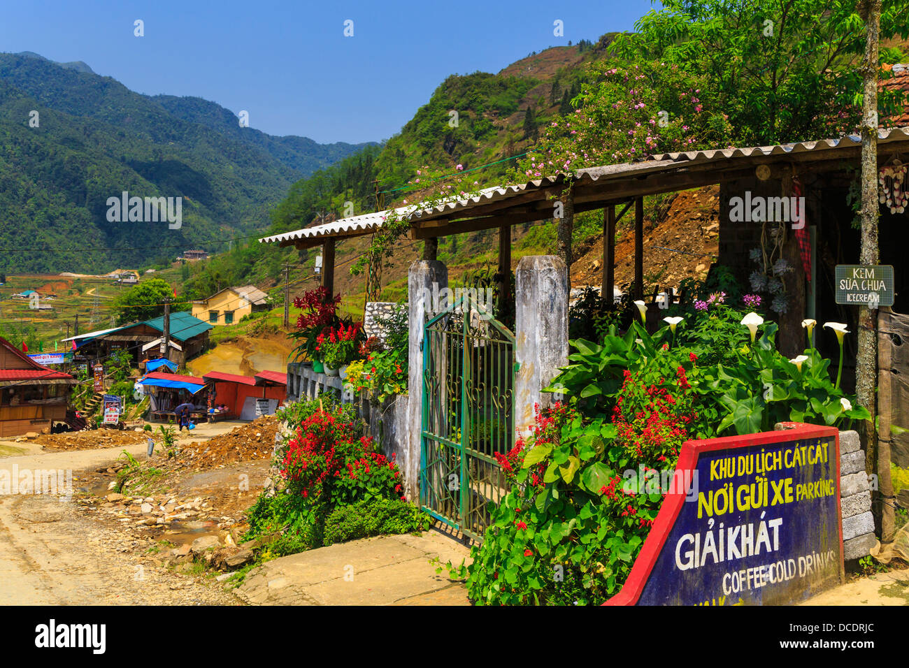 A Cat Cat Village coffee shop in the Muong Hoa valley near Sapa, Vietnam, Asia. Stock Photo