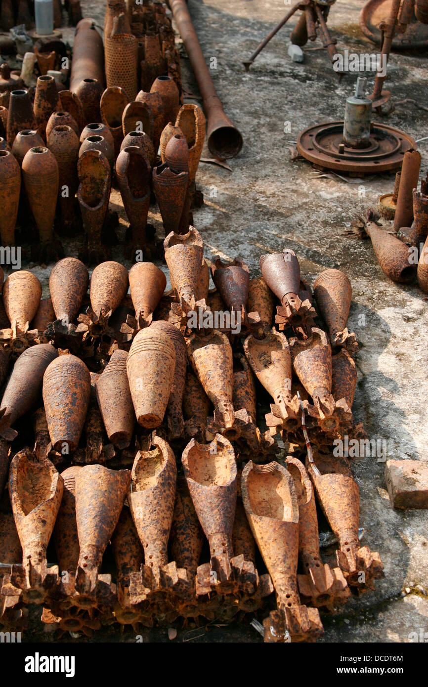 Mortar unexploded ordnance (UXO) from the war on Laos in Phonsavan, Xiangkhouang, Laos Stock Photo
