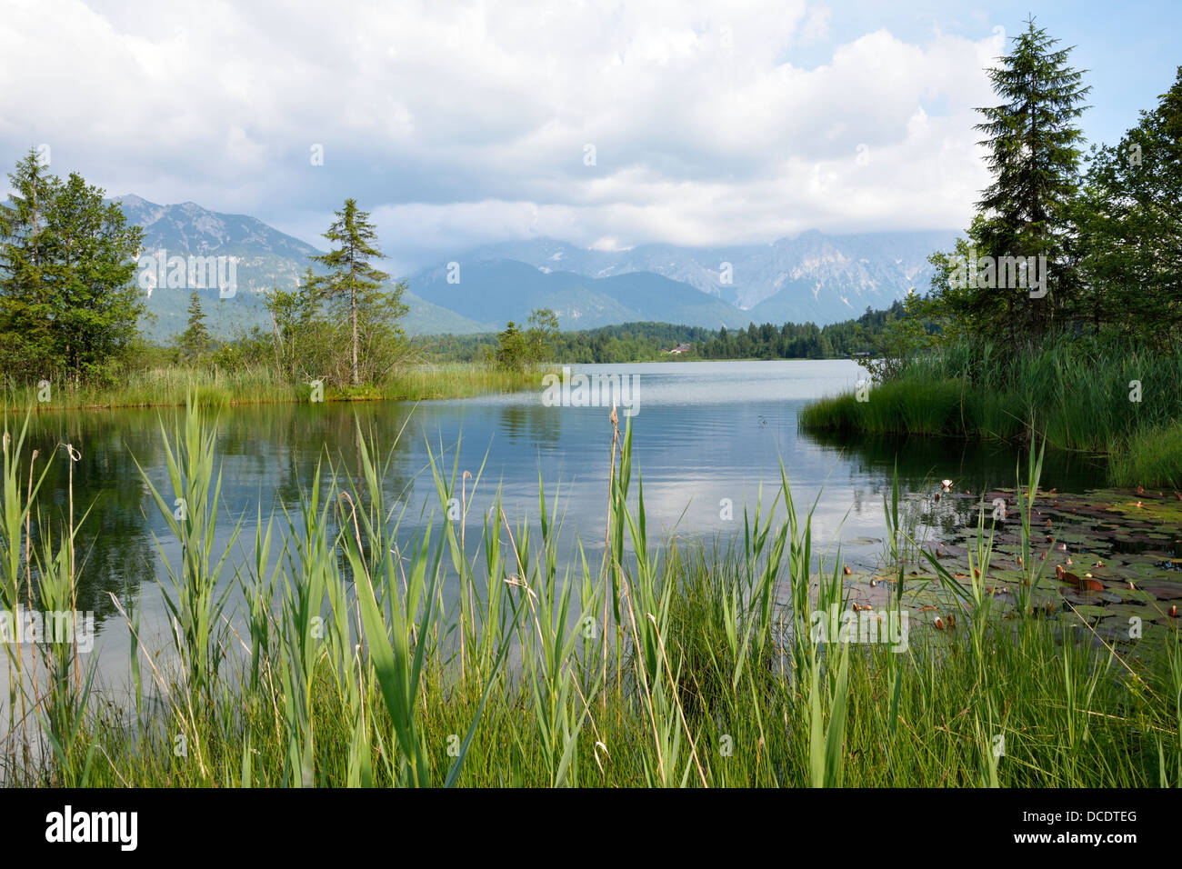 Lake Barmsee in the Karwendel mountains of Bavaria (Germany Stock Photo ...