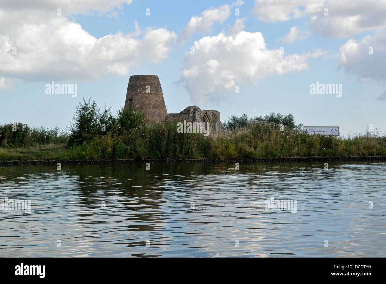 St Benets Abbey, Ludham, Norfolk, seen from the River Bure, Broads National Park Stock Photo