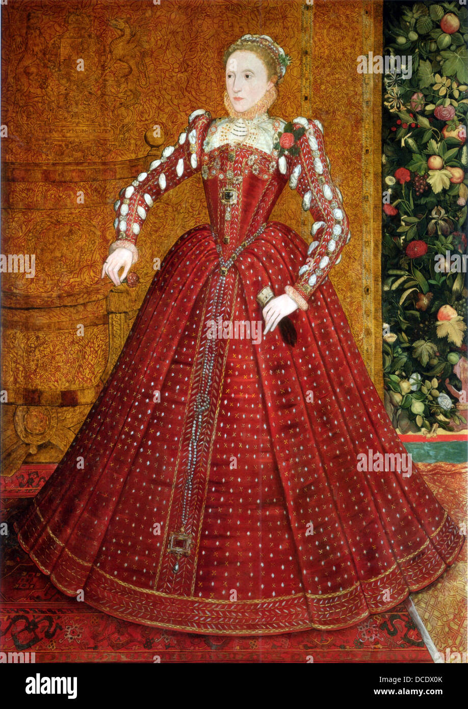 QUEEN ELIZABETH I  (1533-1603)  The "Hampden" portrait by Steven van der Meulen, about 1563 Stock Photo