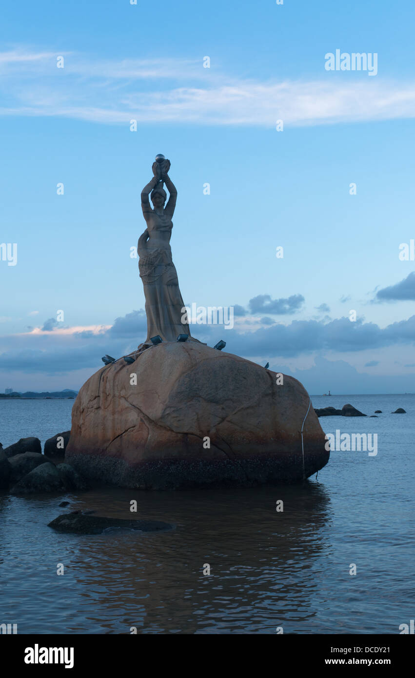Statue of Fisher Girl - symbol of South china city Zhuhai Stock Photo