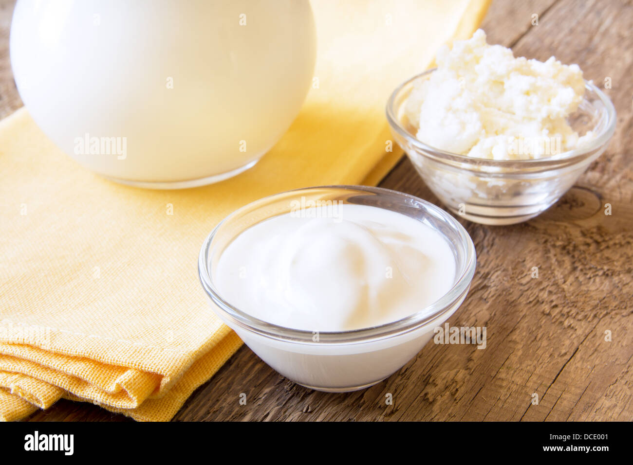Fresh dairy products sour cream (yogurt) in glass bowl close up, horizontal Stock Photo Alamy
