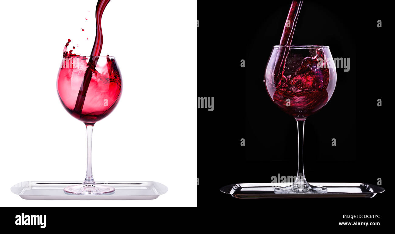 Elegant red wine glass in black and white background Stock Photo Alamy