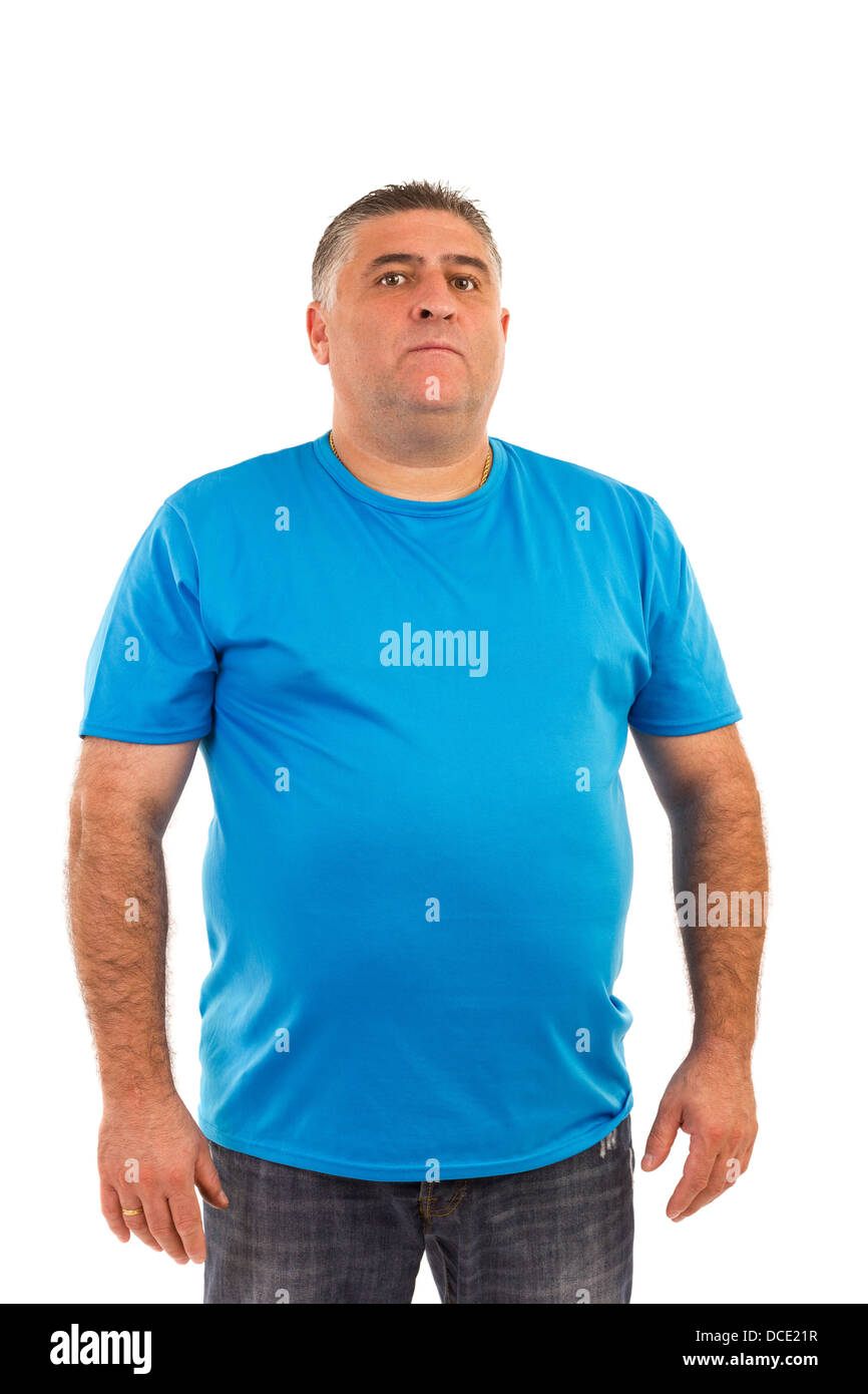 Fat man in a blue shirt hi-res stock photography and images - Alamy