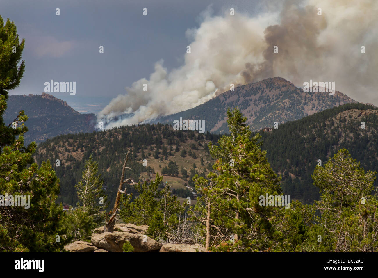USA, Colorado, Boulder, Flagstaff Fire, Smoke from the Forest Fire