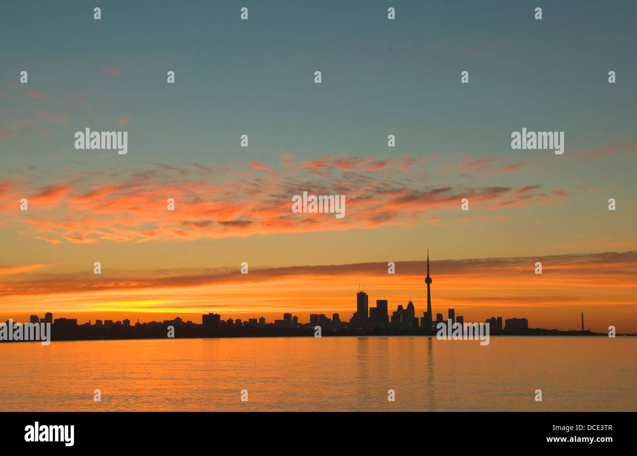 Skyline Of Toronto Against A Beautiful Sunset Stock Photo