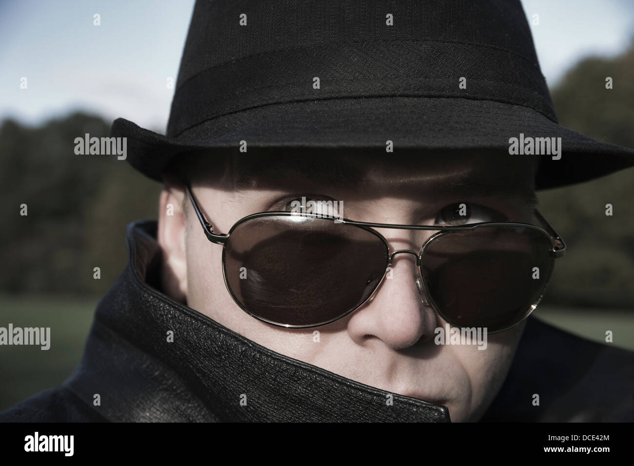 Mysterious young man in a fedora and sunglasses; hartford connecticut