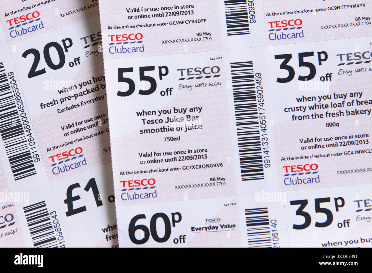 Tesco supermarket Clubcard vouchers offering double points Stock Photo