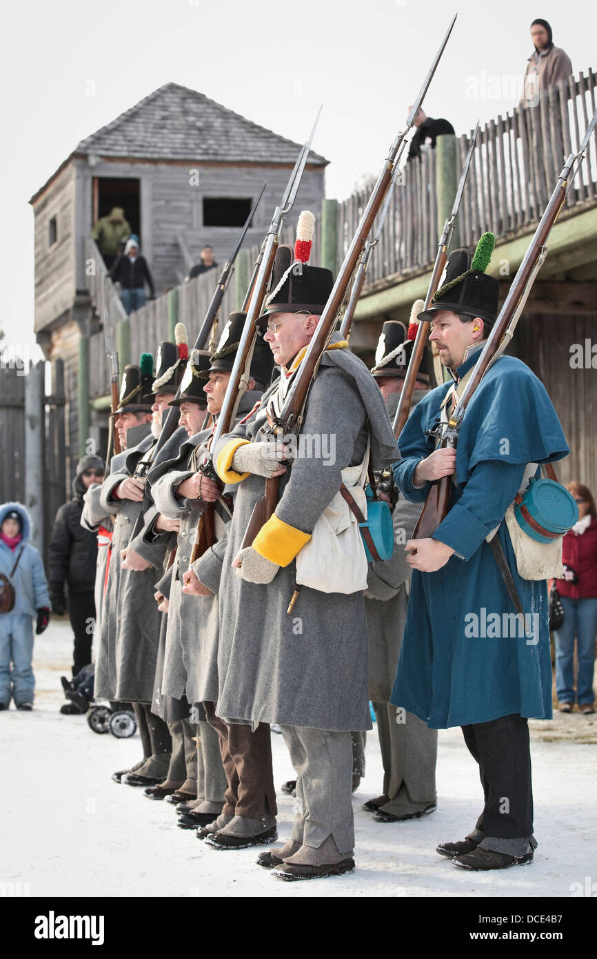 Soldiers in british period military costume festival du voyageur; winnipeg manitoba canada Stock Photo