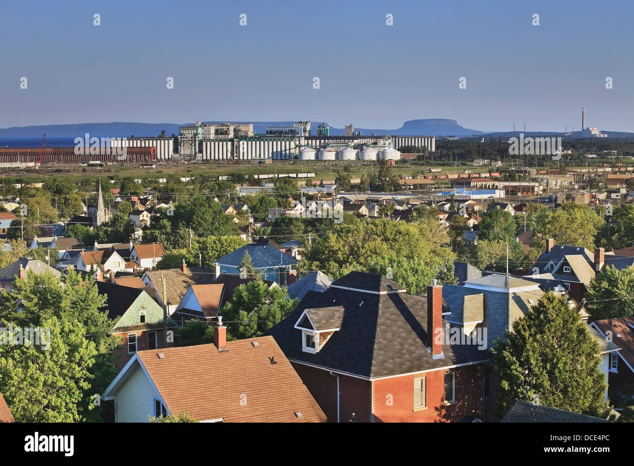 Homes and industrial buildings; thunder bay ontario canada Stock Photo