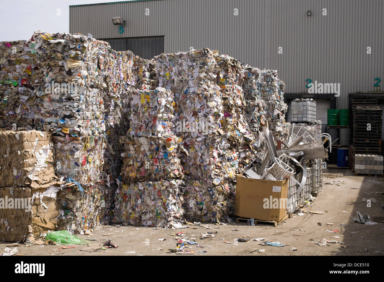 Recycling Bundles Plastic And Metal; Granby, Quebec, Canada Stock Photo