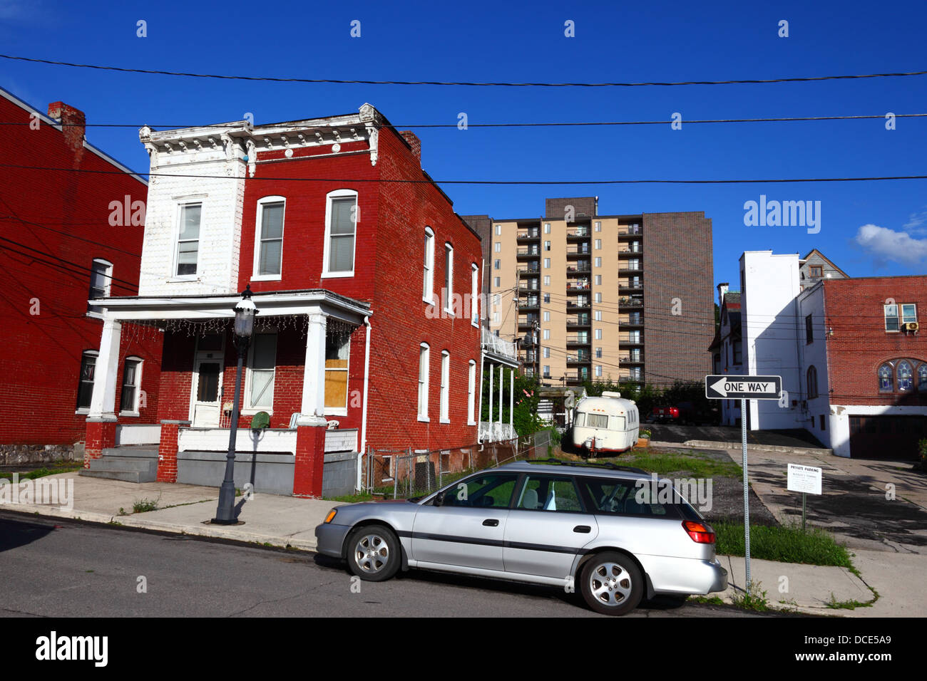 Typical brick house and apartment block in suburbs, Cumberland