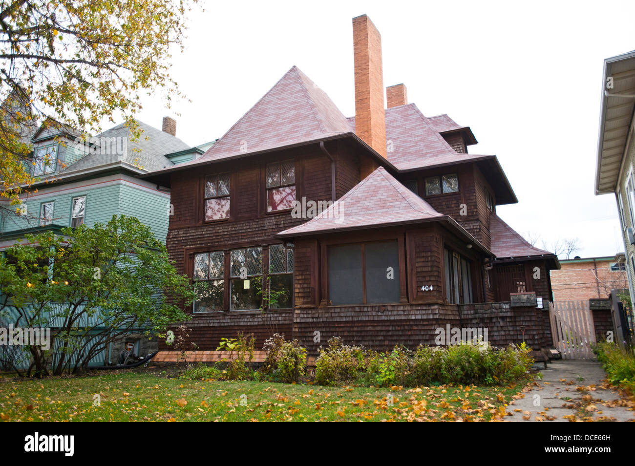 USA, Illinois, Oak Park, Frank Lloyd Wright Designed Home of George W ...