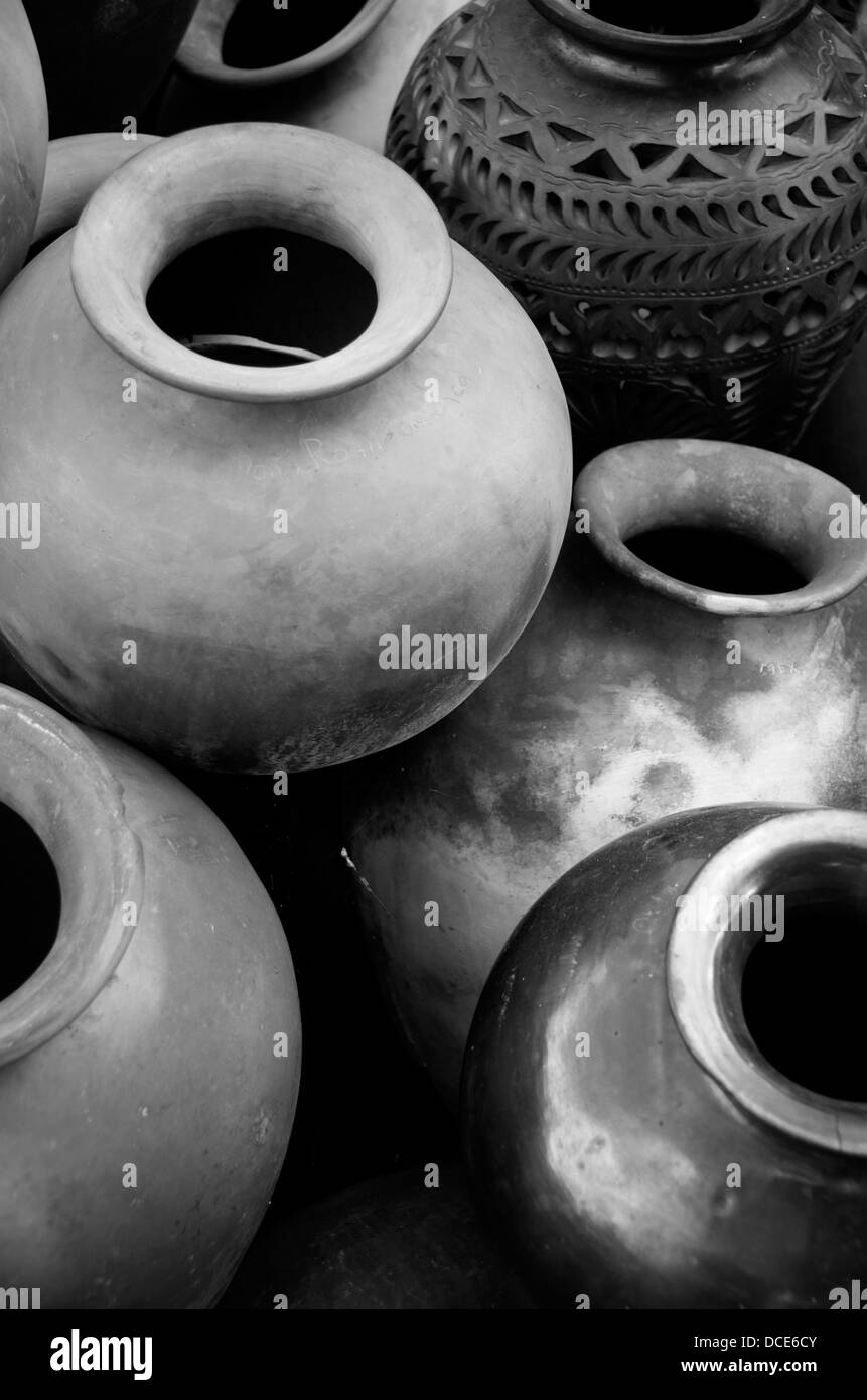 clay pottery ceramics Oaxaca Mexico, Black Mud Stock Photo