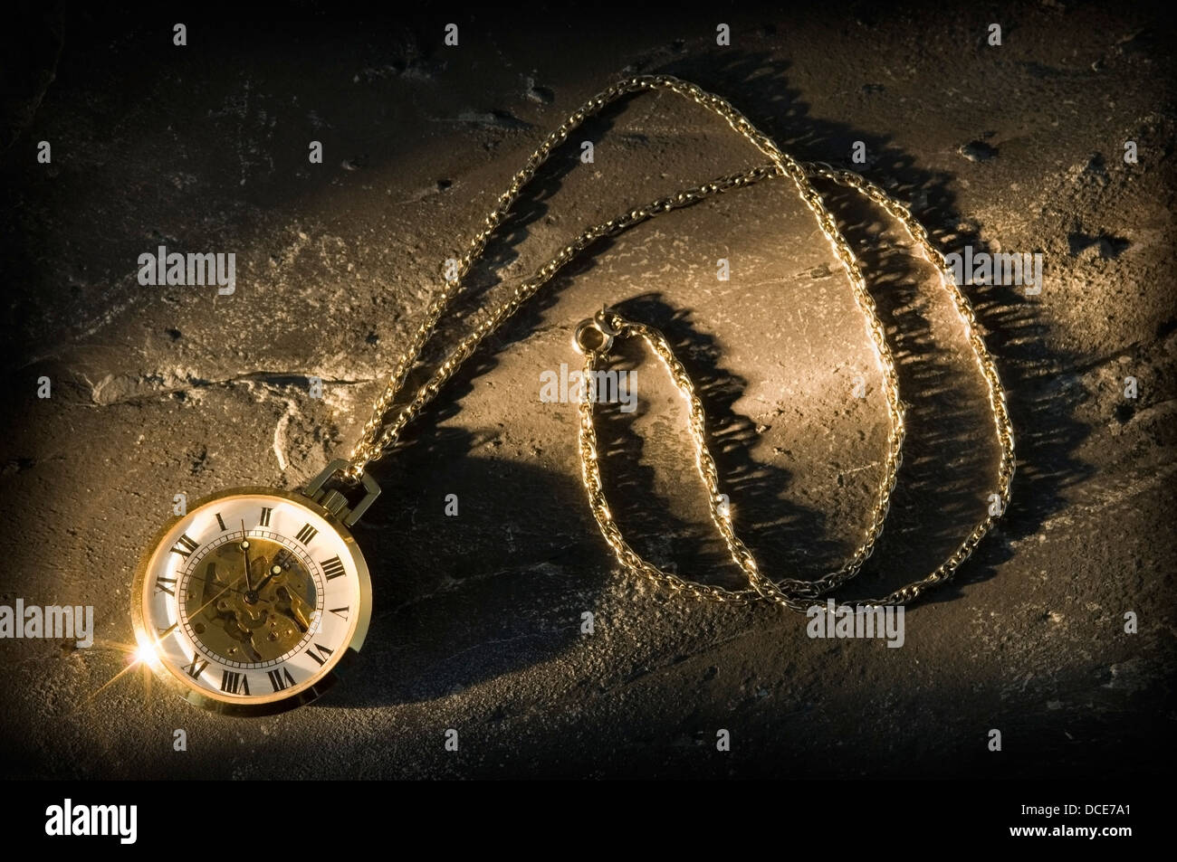 Antique Pocket Watch On Chain Stock Photo Alamy
