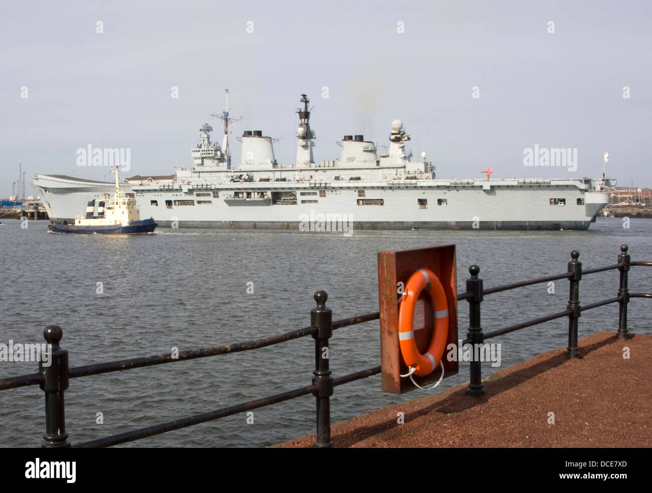 British Battleship On River Tyne, Northumberland, England Stock Photo