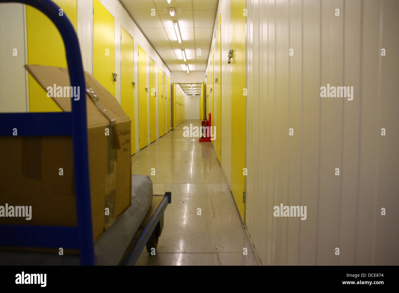 Corridor in self storage warehouse facility Stock Photo