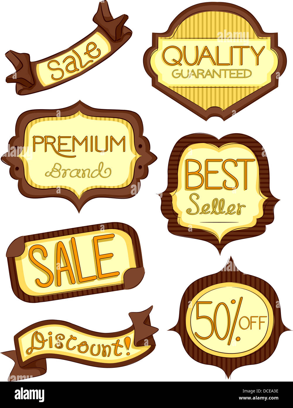 Illustration of Brown and Yellow Store Product Labels Stock Photo Alamy